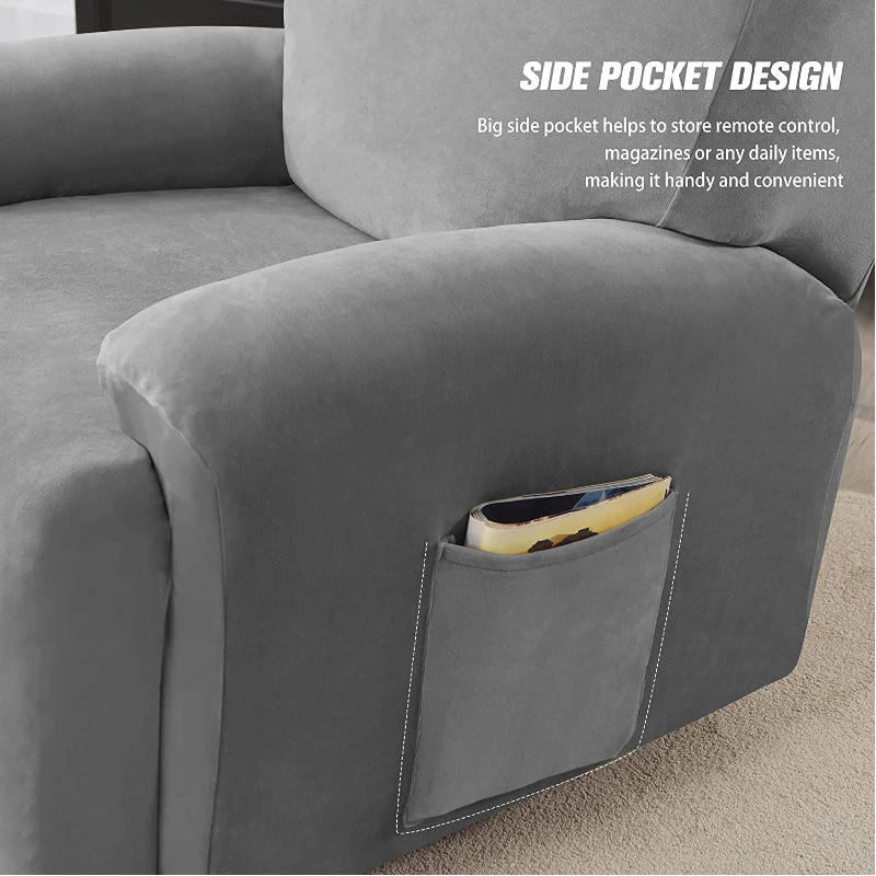 Single Seat Anti Slip Recliner Sofa Covers Velvet Stretch Reclining Couch Slipcovers Furniture Anti Cat Scratch Recliner Chair P 4