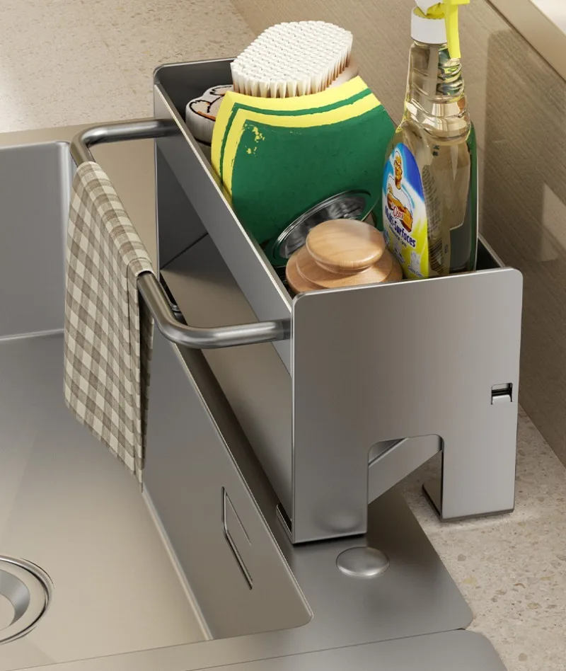 Kitchen Shelf Floor Countertop Faucet Sink Supplies Household Seasoning Rag Storage Drain Artifact Kitchen Items