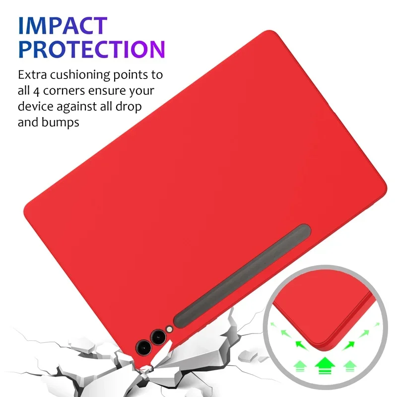 For Samsung Galaxy Tab S9+ / S9 FE Plus Tablet Case ELVEV Shockproof Premium Liquid Silicone Tablet Cover with Flocking
