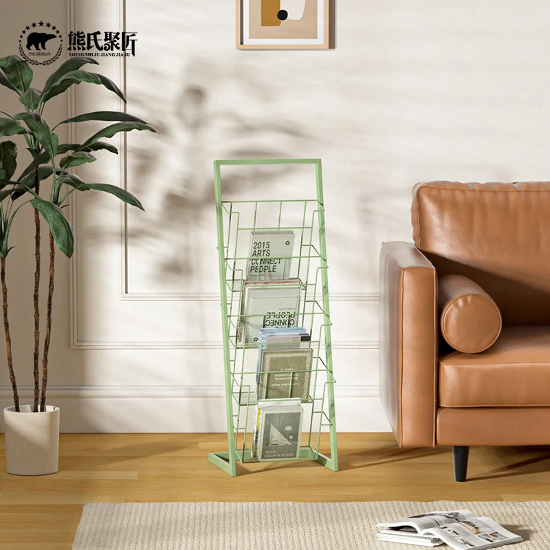 Nordic Creative Magazine Rack Desktop Floor Standing Book Display Iron Storage Shelf Living Room Book Organizer Decoration FYMR
