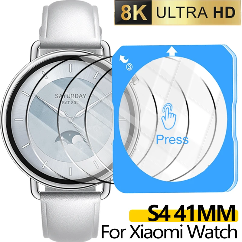 1–4 Stück Premium-Displayschutzfolien für Xiaomi Mi Watch S4 41 mm Smartwatch, gehärtete Glasfolie mit 9H-Härte und automatischem Ausrichtungsset – Detail 1