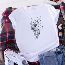 

Summer Cotton Women T Shirt 5XL Plus Size Dandelion Print Short Sleeve Graphic Tee Tops Casual O-Neck Female TS