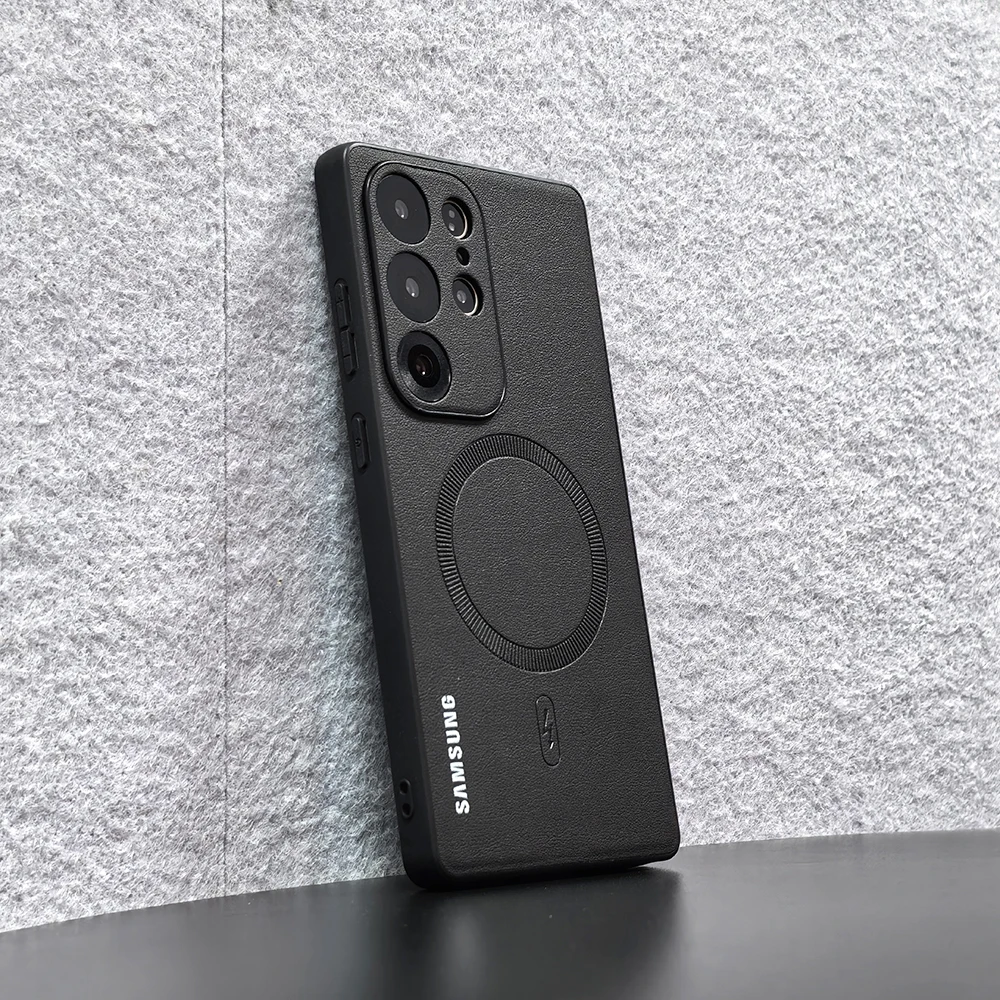 Litchi Pattern PU Leather Magnetic Phone Case with MagSafe Compatibility