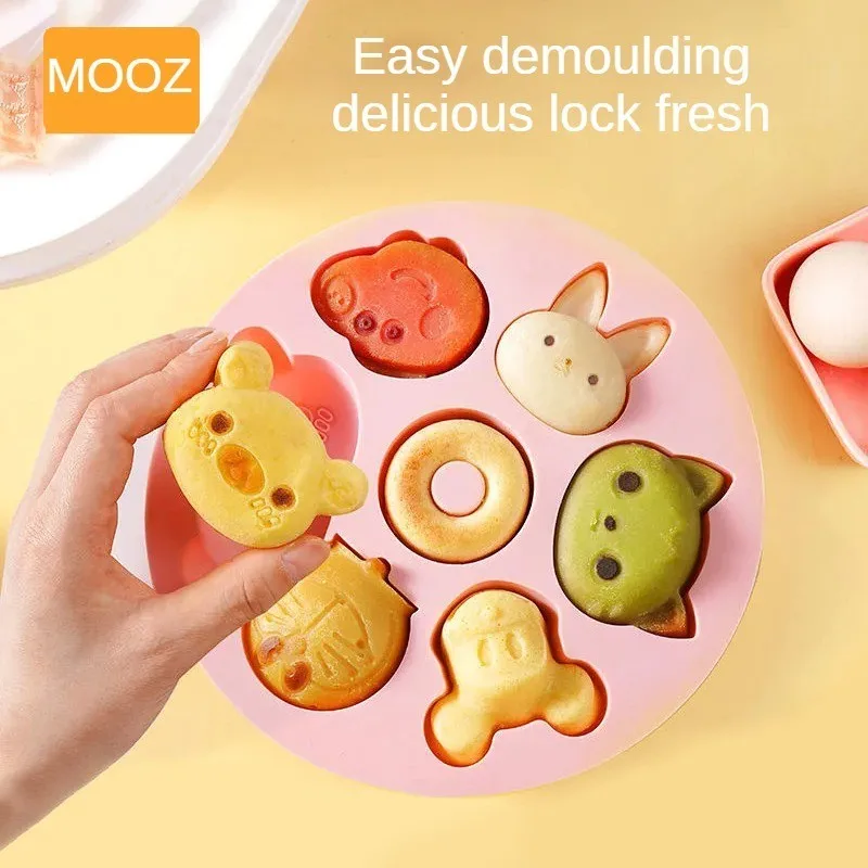 

Силиконовая дополнительная детская еда MOOZ, разделенная упаковка с 7 отверстиями, форма для ледяной решетки с крышкой, коробка для сохранения свежести