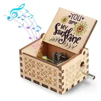 6.4* 5.2cm Mini Music Box Rotary Handle Wooden Music Box You Are My Sunshine Mechanical Musical Box Desktop Decor Birthday Gift 1