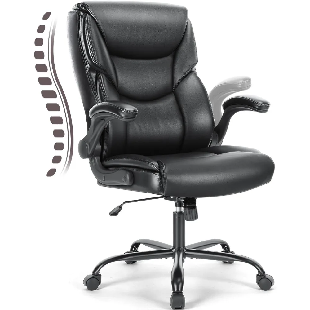 

PU Leather Office Chair - Ergonomic Executive Computer Desk Chairs with Adjustable Armrest,Swivel Task Chair with Lumbar Support