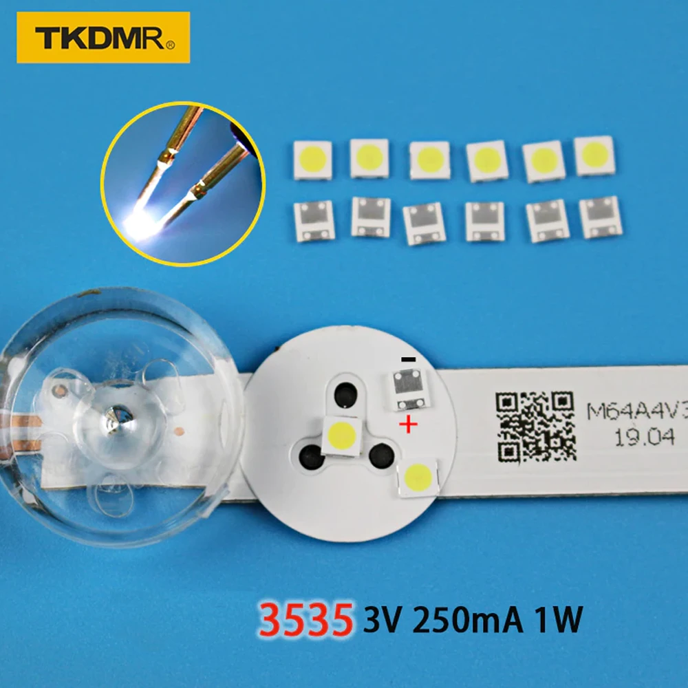 TKDMR 30pcs High Power LED LED Backlight 2W 3535 3V 6V Cool white 135LM TV Application free shipping tkdmr 30pcs lot for smd led 3535 6v cold white chip 2 2w for tv lcd backlight tv application free shipping