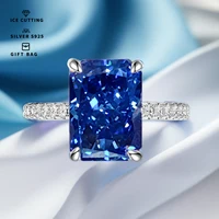S925 Sterling Silver Fine Quality 3.5carat Tanzanite Blue Zircon Sparkle 5A Good quality Ice Cut High Carbon Diamond Ladies ring 1