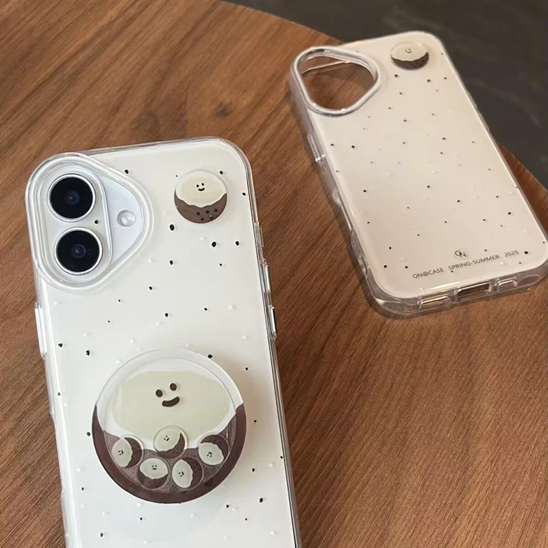 Shakeable Coconut Girl Grip Tok Holder White Acrylic Phone Case
