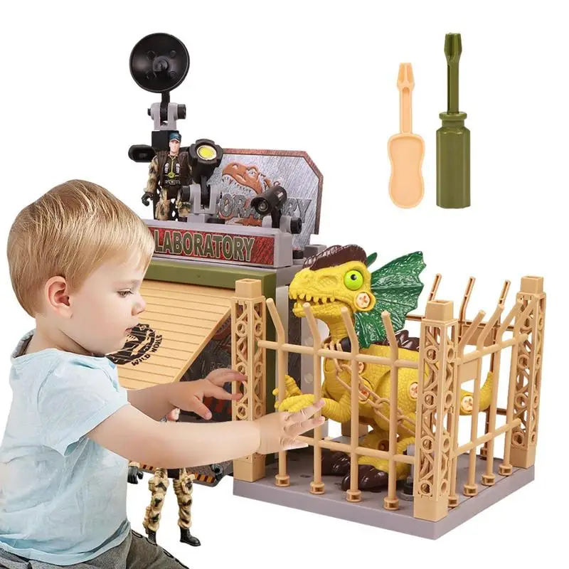 

Dinosaur Jigsaw Puzzle For Kids STEM Building Learning Dinosaur Toy Set Assembling Screw Dinosaur Building Blocks Take Apart