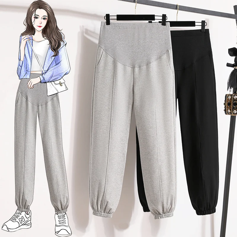 Spring and Autumn Pregnant Women Empired Pants Middle Striped Fashion Long Loose Maternity Belly Trousers Pregnancy Sweatpants 2