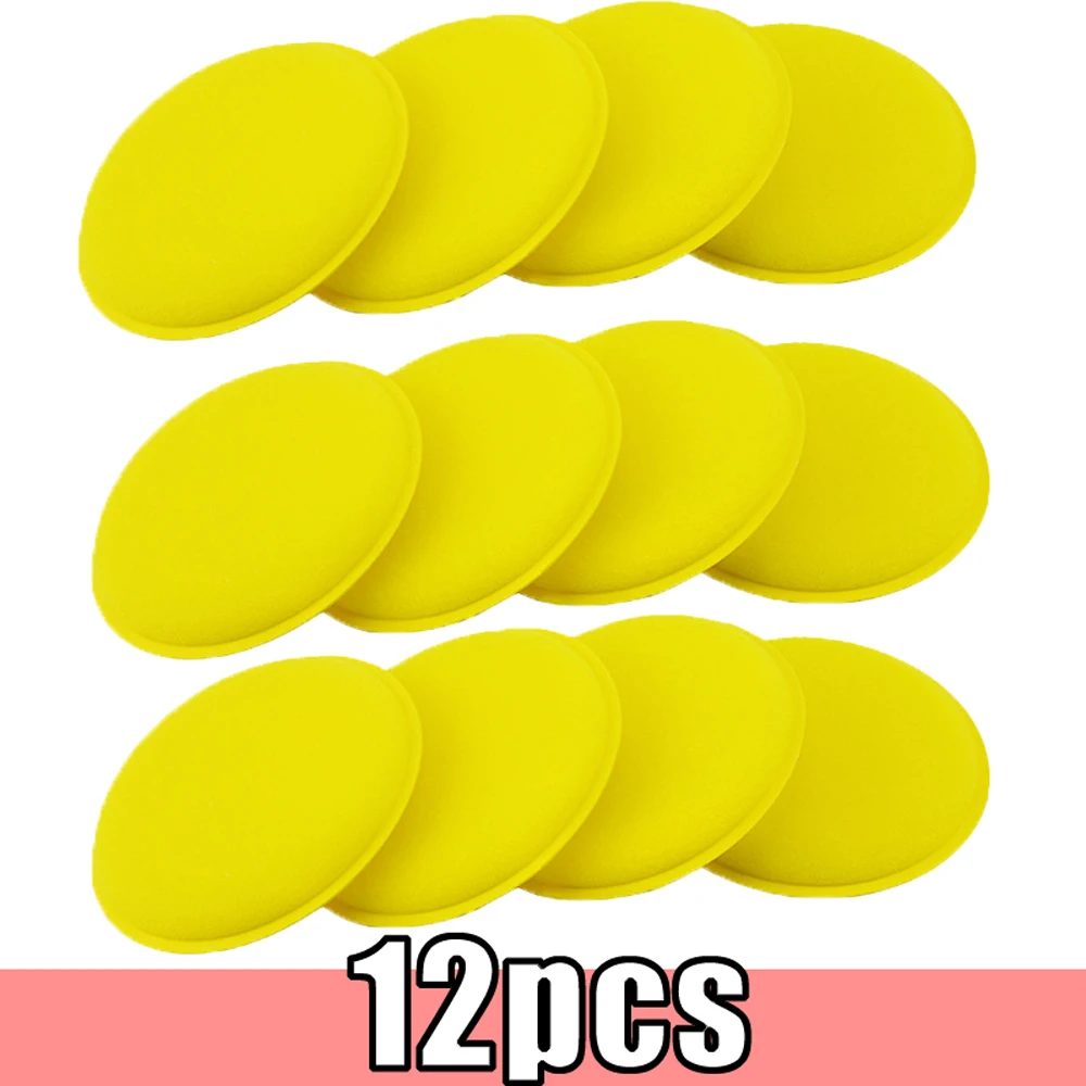 

4Pcs 12Pcs Car High Density Round Waxing and Polishing Sponge Super Soft Wax Applicator Pad Car Festival Cleaning Tool