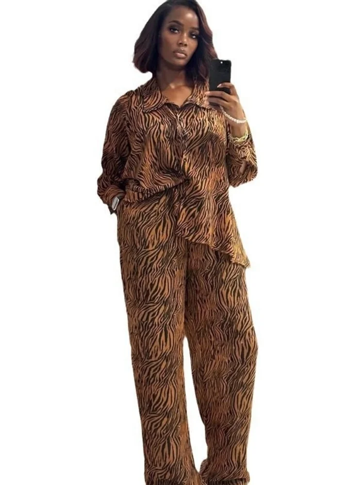 Wmstar Two Piece Set Women Wholesale New Spring 2025 Featuring Fashionable Elegant Solid Color Lapel Shirt High Waisted Trousers