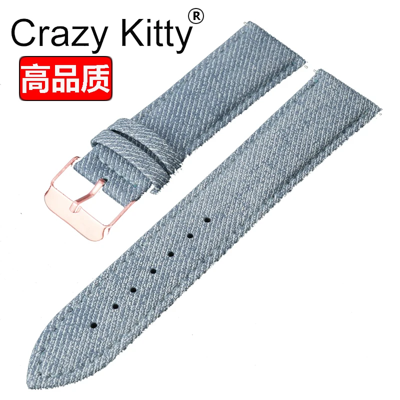 Genuine Leather Cowboy-Style Quick Release Watch Strap - Fabric Accent