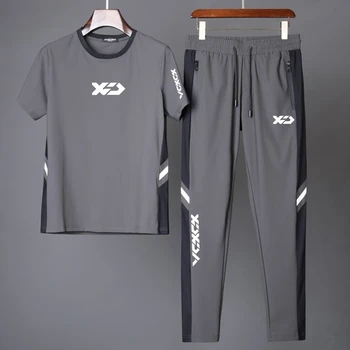 남성용 여름 낚시 반팔 티셔츠 정장, 편안한 통기성 투피스 세트, 야외 캐주얼 스포츠 아이스 실크 낚시 세트