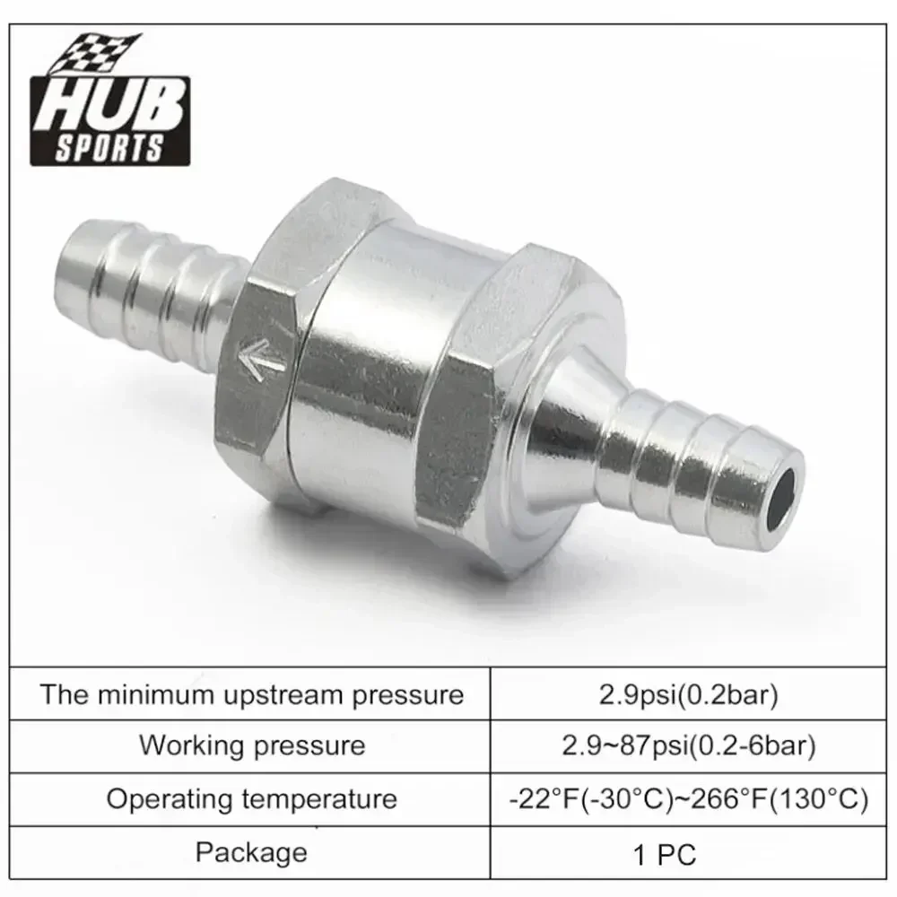 HUB Sports Aluminium Alloy Non Return Check Valve One Way Fuel Petrol Diesel Oil Water For Carburettor Fuel Systems EPAA22G01KM