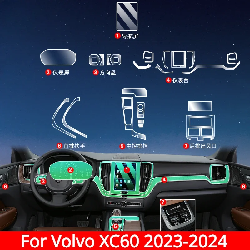 For Volvo XC60 2024-2023 Accessories Car interior film transparent TPU Gear  Panel Center Console Anti-scratch resist Film Refit - AliExpress