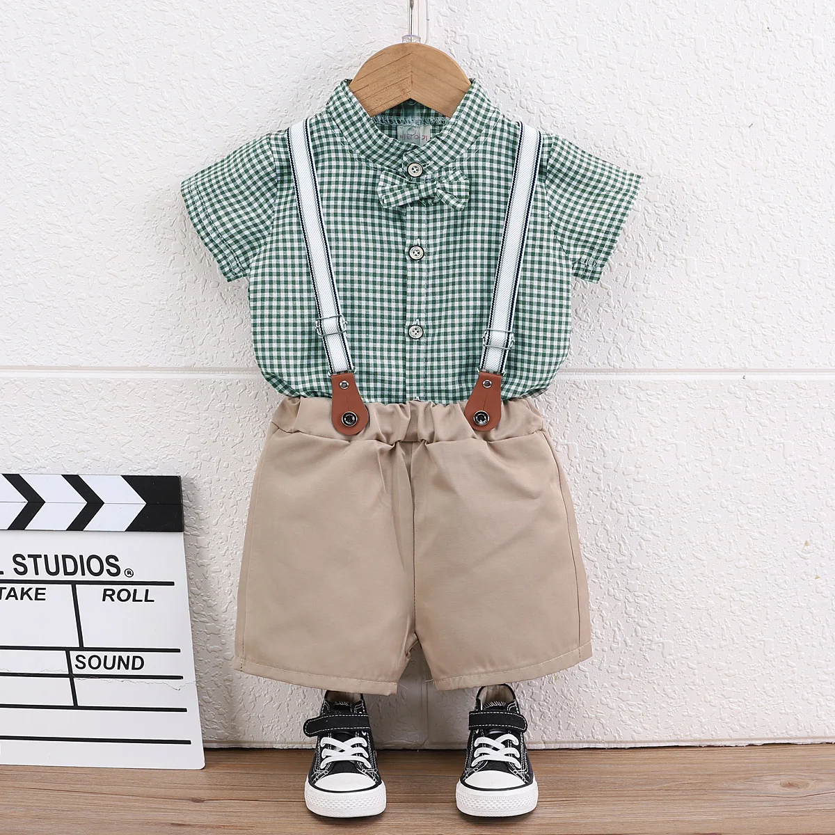 

Summer Baby Boy Clothes 2024 Korean Plaid Short Sleeve T-shirts and Overalls 1st Boys Birthday Outfits Kids Bebes Jogging Suits