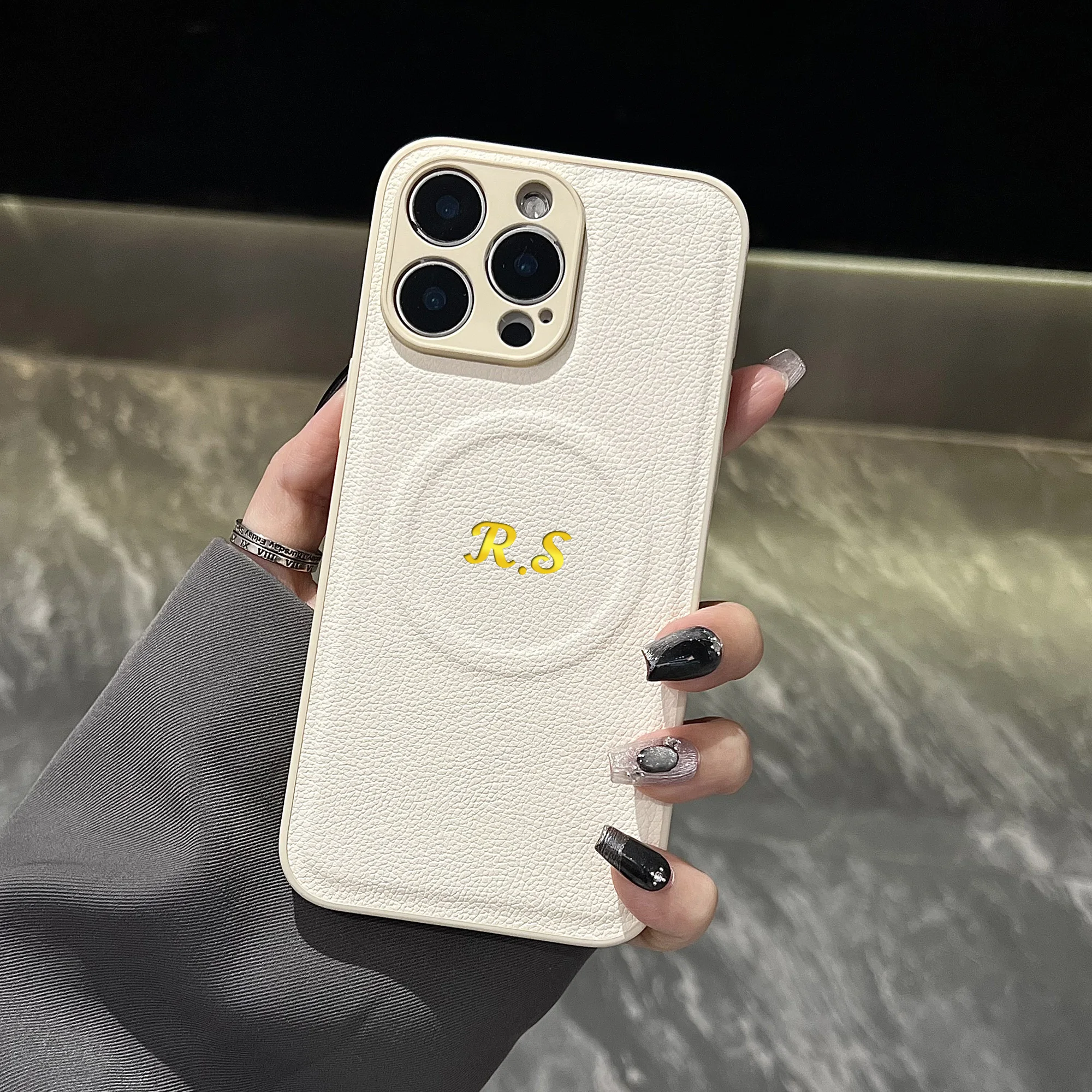 Custom Hot Foil Engraved Name Initials Magnetic Wireless Charging Faux thumbnail 2
