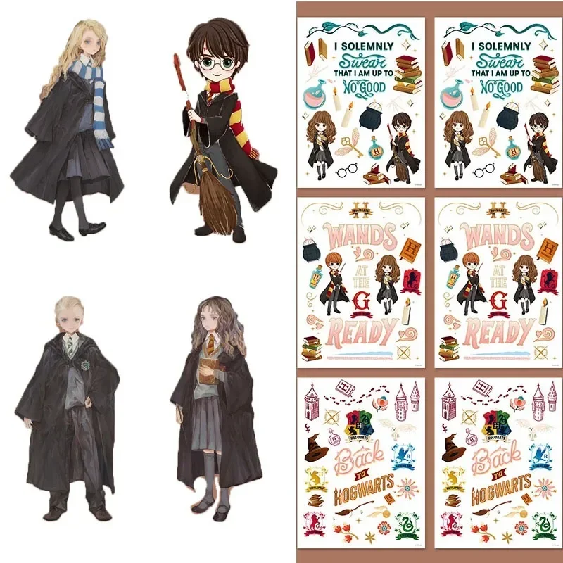 

6Pcs Harry Potter Graffiti Stickers Academy of Magic Hermione RON Kawaii Waterproof Stickers Toys for KID Cosplay Gift Wholesale