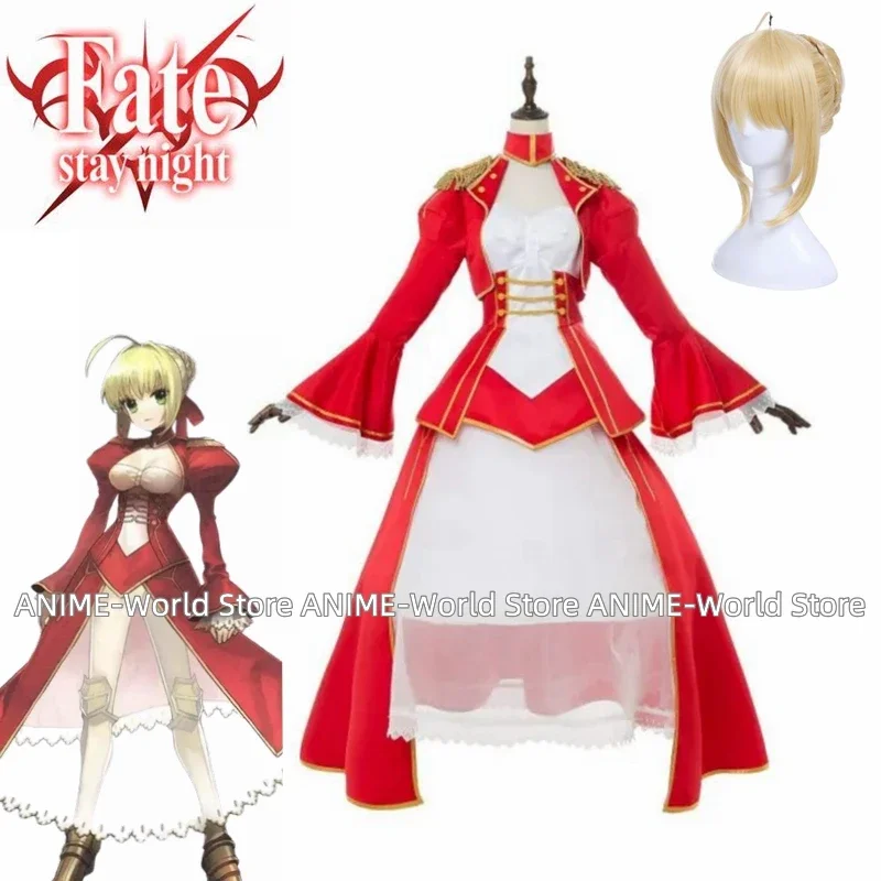 Gioco Fgo Red Dress Nero Saber Costume Cosplay Artoria Pendragon Costume Anime Parrucca Fate Stay Night Saber Cosplay