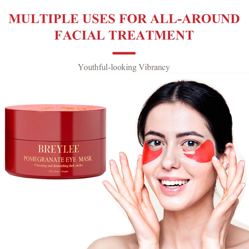 - Eye mask containing pomegranate essence which can remove dark circles moisturize and anti wrinkle collagen