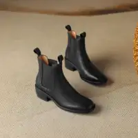 Krazing Pot Big Size 34-43 Cow Leather Round Toe High Heels Retro Modern Chelsea Boots Warm Winter Shoes Motorcycles Ankle Boots 3