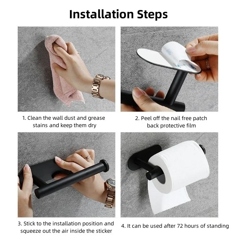 Paper Towel Holder Toilet Paper Holder No Drill Self Adhesive Stainless Steel