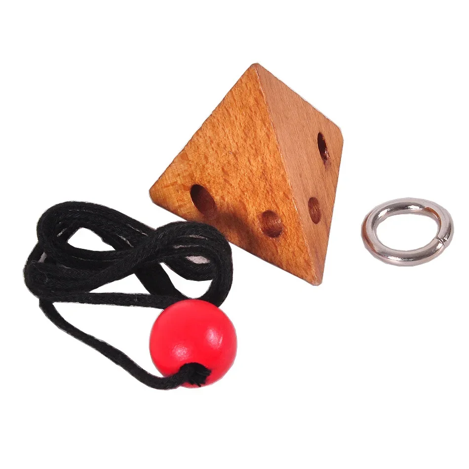 Small Brain Teaser Puzzle Wooden Untie Rope Game Intelligent Unlocking IQ Puzzle Party Gifts Kids Adults Suitable For All Ages