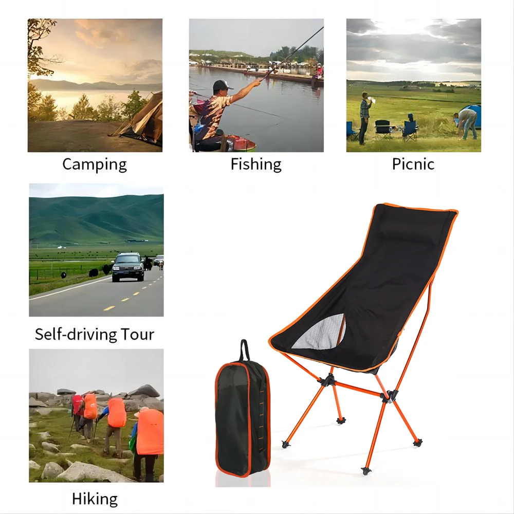 Portable Camping Foldable Chair Fishing Beach Travel Relaxing Lightweight Lounges Folding Ultralight Nature Hike Outdoor Chairs