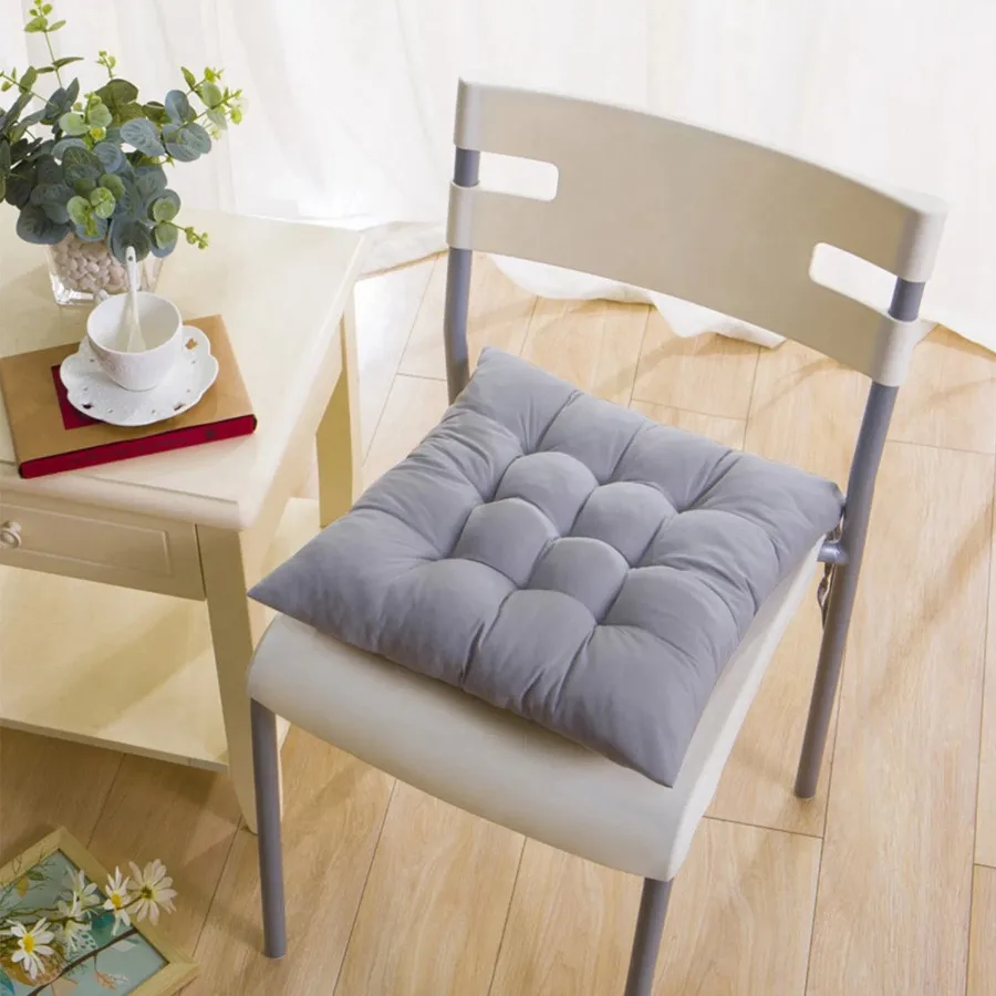 4Pcs Chair Cushion Pads Pillow Soft Tie On Square Sitting Mats For Home Office Car Sitting Travel 3