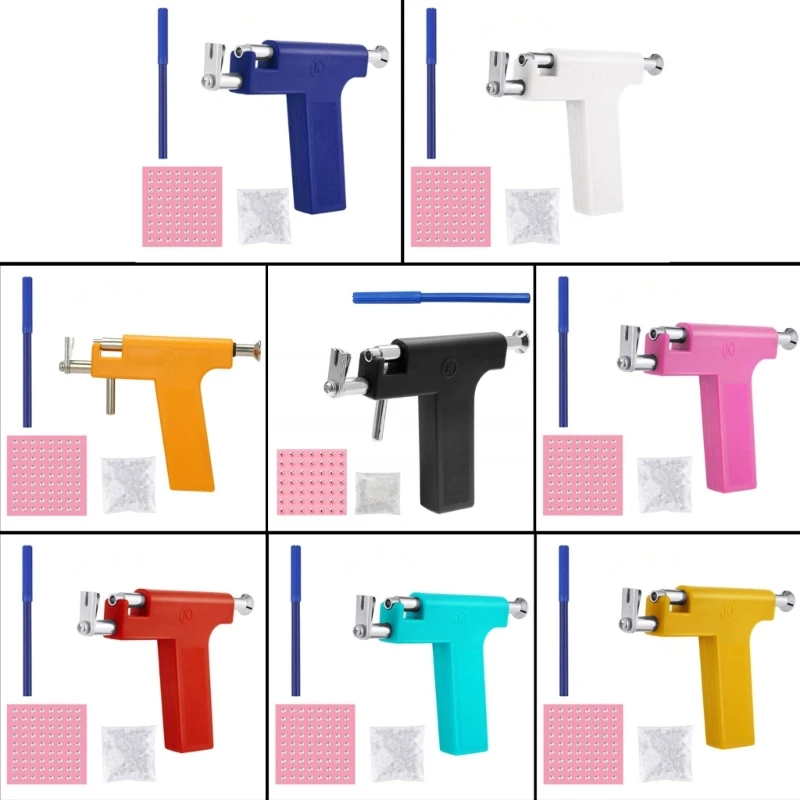 

Q0KE Набор инструментов для пирсинга ушей с серьгами-гвоздиками из нержавеющей стали Профессиональная машина для пирсинга ушей