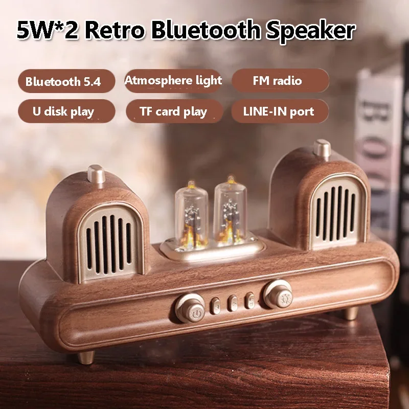 High-quality Bluetooth Speaker Bedside Atmosphere Lamp Retro FM Radio USB TF Player Vintage Desktop Ornaments Audio Gifts AS33