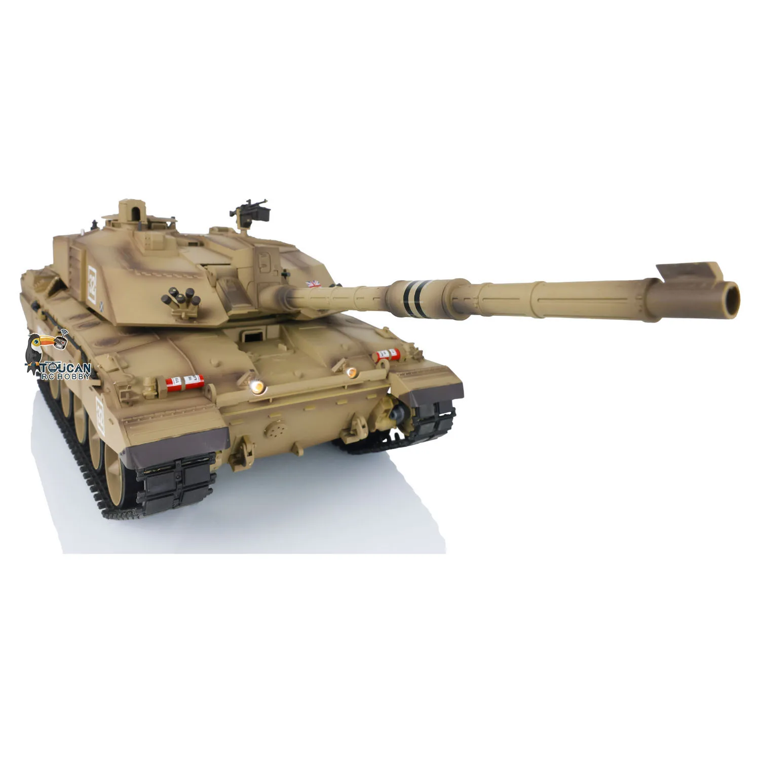 Heng Long 1/16 Scale 7.0 Plastic RC Tank Challenger II RTR Model 2.4G 3908 Painted In Yellow Gearbox Wheels Smoking Unit TH17734 3