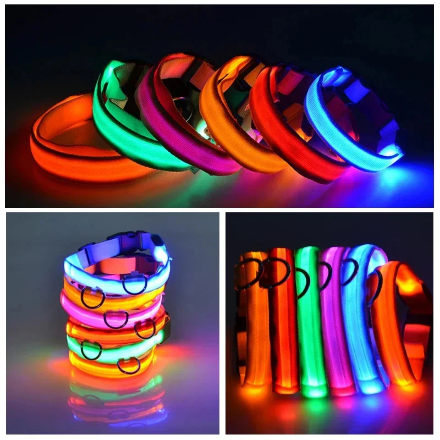 USB شحن LED طوق بكلاب سلامة الكلب ضوء الليل وامض ق...