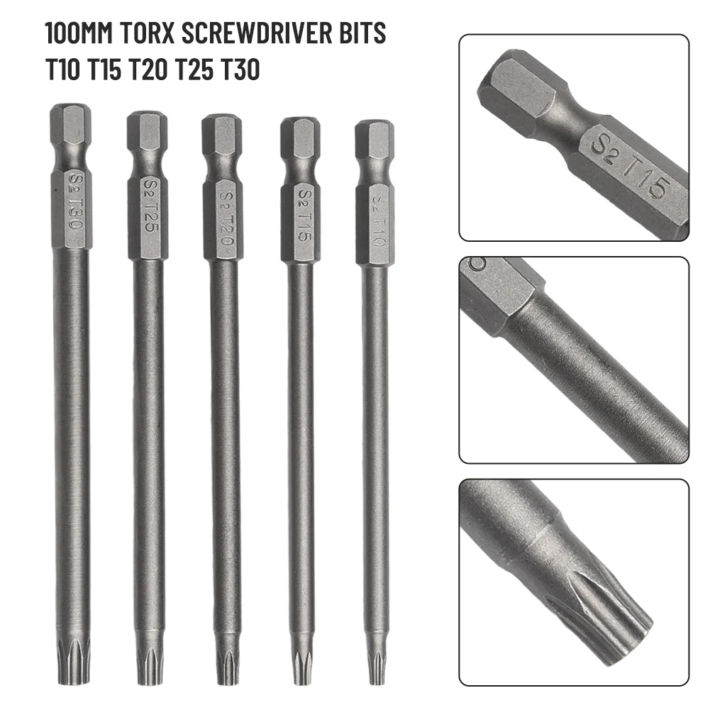 

Durable Screwdriver Bit Tools 1/4Inch Hex 100mm 5 Pcs 60HRC Alloy Steel For Electric Drill Hollow Magnetic Security