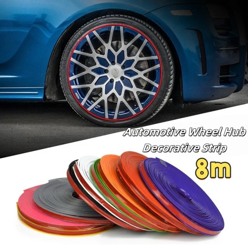 8m Car Wheel Hub Decorative Strips Tire Rim Protection Rings Auto ...