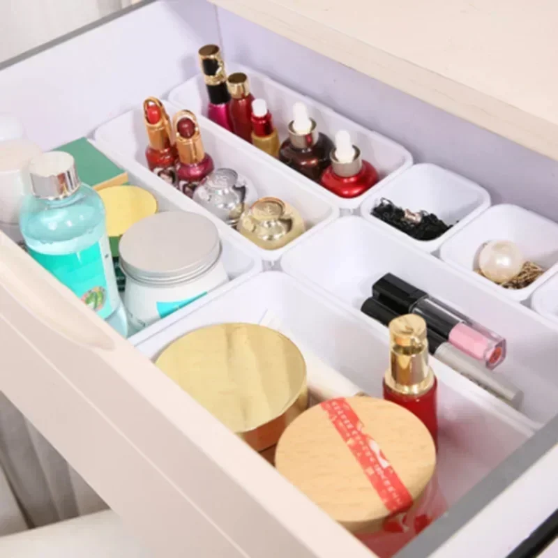 Makeup Organizer 8pcs Drawer Organizers Household Dustproof Desk Stationery Storage Box Women Makeup Organizer for Kitchen Bathroom Accessories