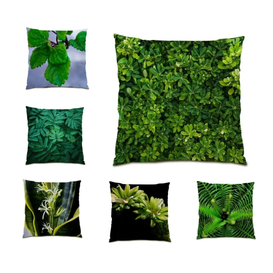 

45x45 Throw Pillow Covers Landscape Living Room Decoration Velvet Home Decor Square Cushion Cover Leaves Polyester Linen E1389