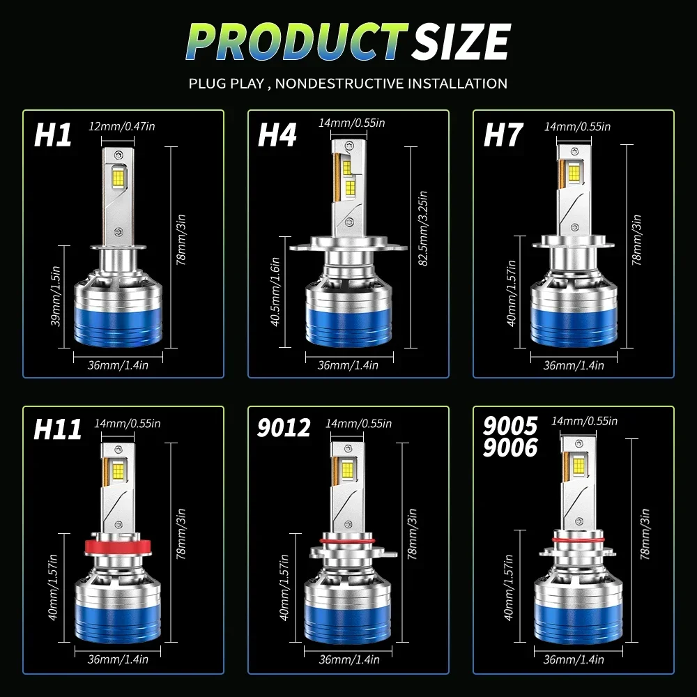 1700W 2000000LM H7 H4 H11 LED Headlight High Power 9890 CSP Canbus H1 H8 9005 HB3 9006 HB4 9012 HIR2 Turbo Lamp 6000K Car Light