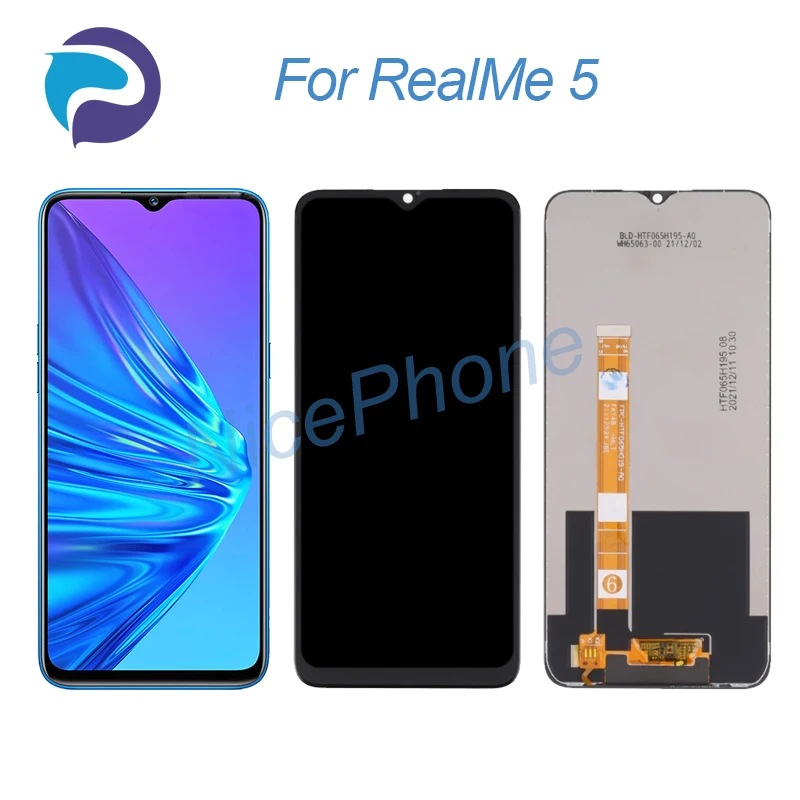 

Для RealMe 5 LCD дисплей кодирующий преобразователь сенсорного экрана в сборе Замена 6,5 "RMX1911, RMX1919 для RealMe 5 экран ЖК-дисплей