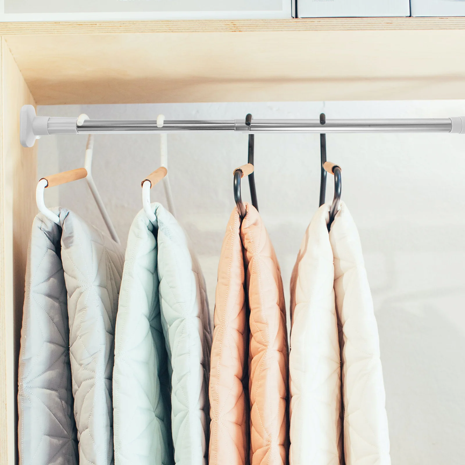 80Cm Adjustable Telescopic Hanger Rod Stainless Steel Clothesline Bar Drying Support Wardrobe Closet Bathroom Shower Curtain - Image 3