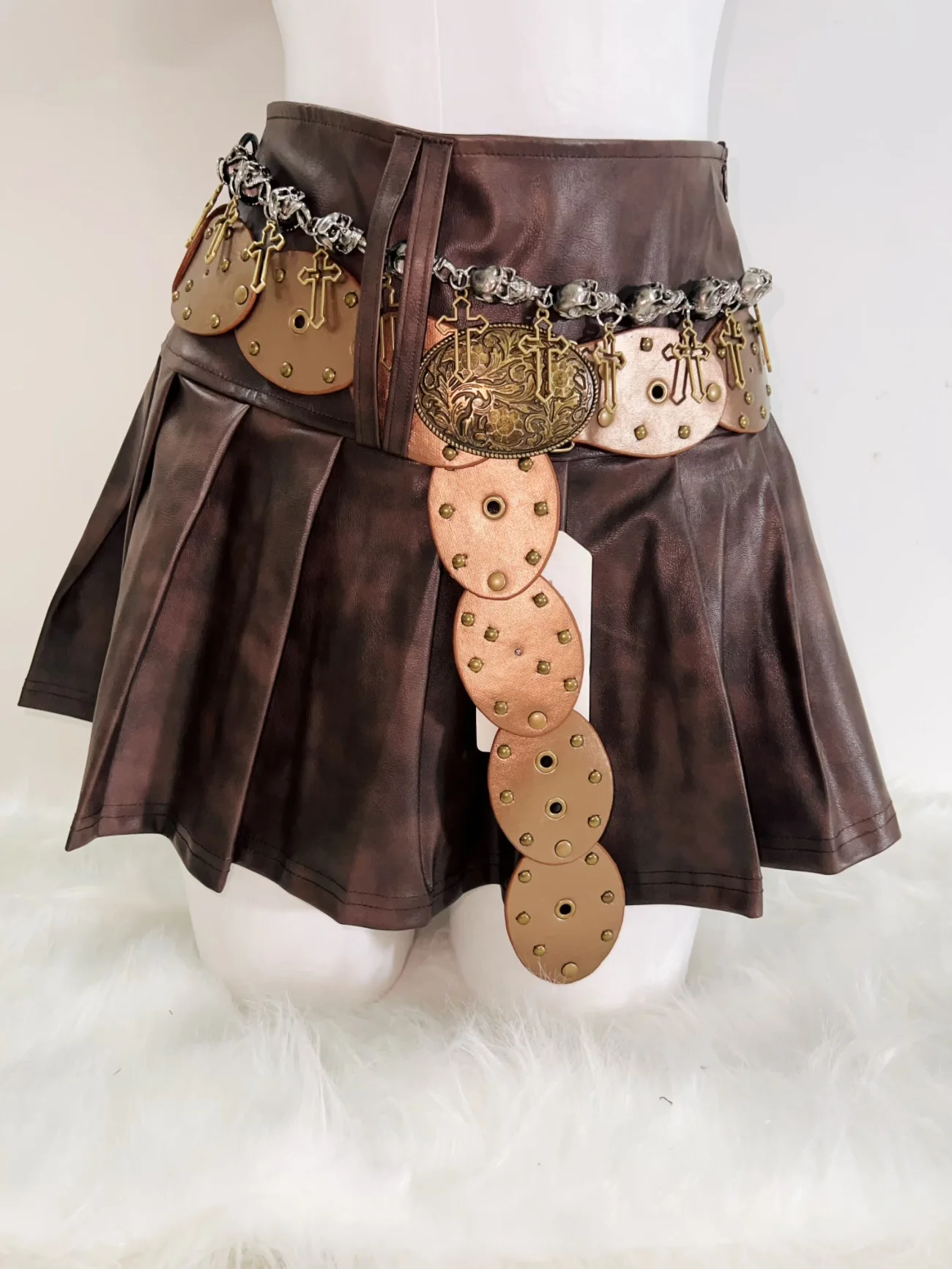 Faux Leather Cropped Jacket and Skirt 5