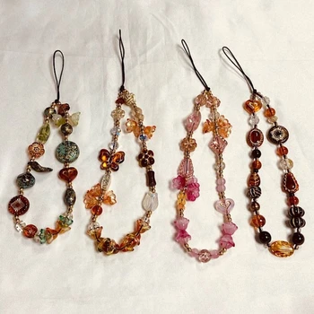 Fashion Women Beaded Phone Charm Strap Ins Wrist Hanging Ornament Phone Case Keychain CCD Camera Anti-Lost Lanyard 1