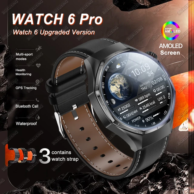 2026 New Watch 6 Pro Smart Watch AMOLED Screen GPS Tracker HD Bluetooth Call Waterproof Sports Health Monitoring Smartwatch Men