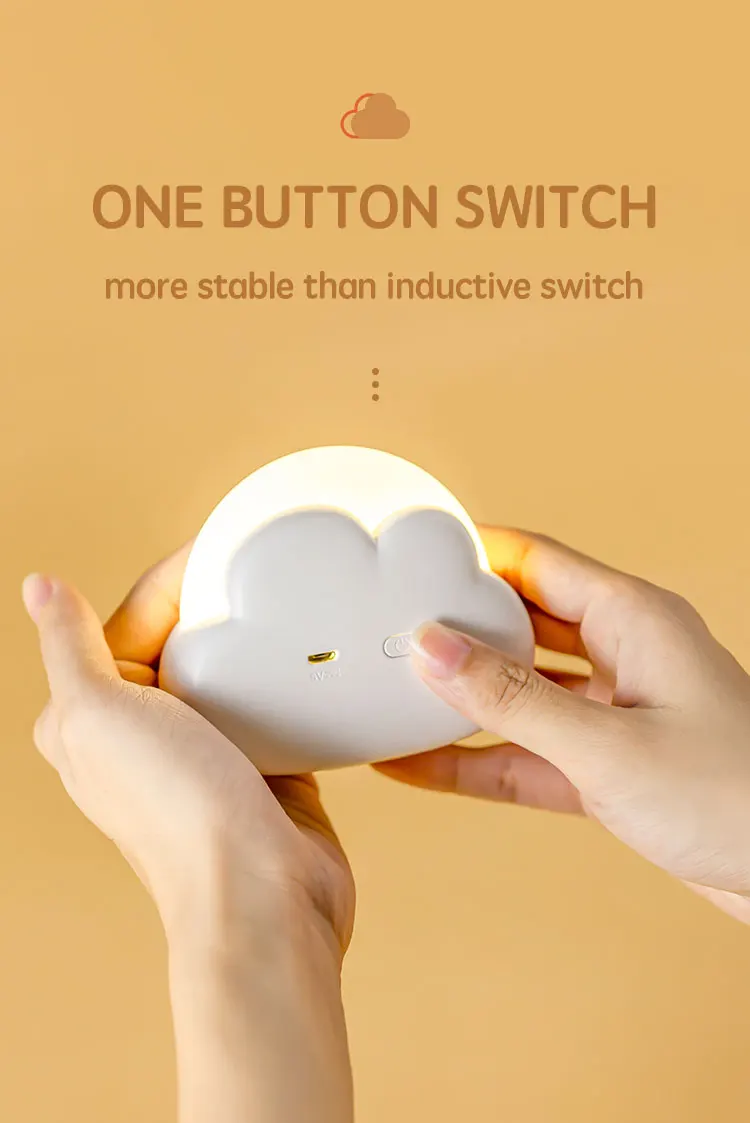 ZK30 Cloud Night Light Kids Soft Silicone USB Rechargeable LED Baby Nightlight Portable Bedroom Bedside Children Night Lamp
