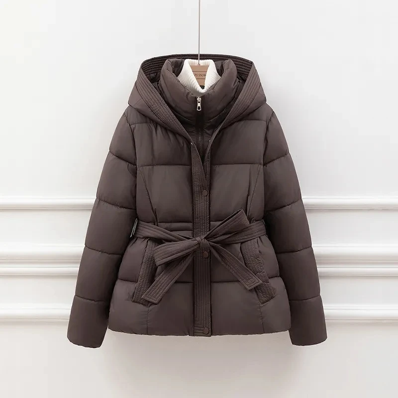 2026 New Winter Hooded Long Sleeve Solid Color Black Cotton-padded Warm Loose Big Size Jacket Women Parkas Fashion Outwear