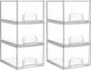 6 Pack Clear Stackable Storage Drawers, 4.4'' Tall Acrylic Bathroom Makeup Organizer,Plastic Storage Bins For Vanity 1