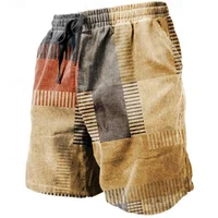 Vintage Patchwork Pattern Beach Short For Men Fashion Casual Summer 3D Fake Cloth Printed Short Pants Loose Street Swim Trunks 1