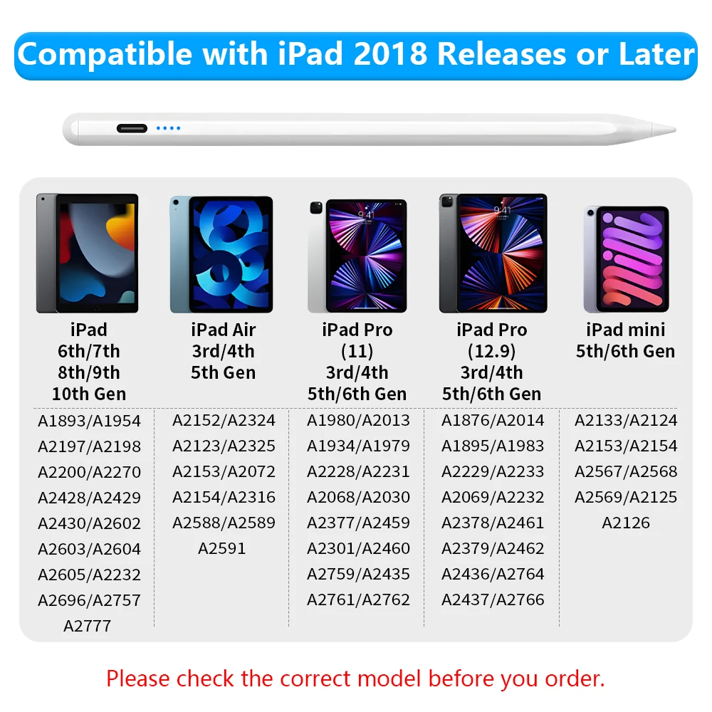 para Apple Lápis Palma Rejeição Power Display Ipad Caneta Lápis para Ipad Acessórios 2023 2023 20232023 2023 Pro ar Mini Stylus - Imagem 6